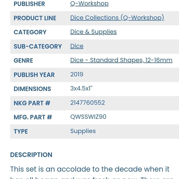 Q Workshop Wizard Dice Set (7) Blue/Orange - Picture 4 of 4